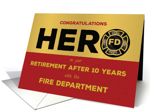 Firefighter 10 Year Retirement Hero Grunge Emblem card (1852294)