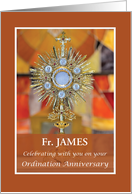 Custom Name Priest Ordination Anniversary Traditional Monstrance with card