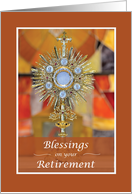 Priest Retirement Blessings Gold Look Monstrance with Host card