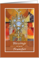 Priest Blessings on Transfer Gold Look Monstrance with Host card