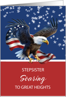 Stepsister Scout Congratulations USA Patriotic Eagle with Flag card