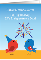 Great Granddaughter 4th of July Cute Birds Watching Fireworks card