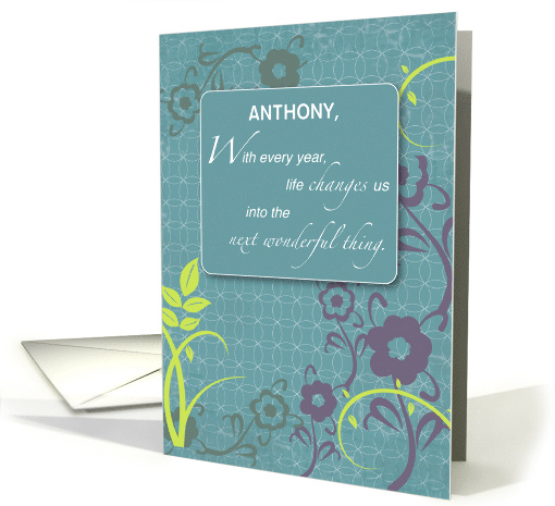 Custom Name Inspirational Birthday Life Changes Teal Foliage card