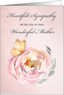 Sympathy Loss of Mother Soft Butterfly on Pink Rose card