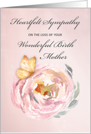 Sympathy Loss of Birth Mother Soft Butterfly on Pink Rose card