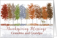 Grandma and Grandpa Thanksgiving Religious Blessings Trees Lone Dear card