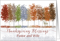 Pastor and Wife Thanksgiving Religious Blessings Trees and Lone Deer card