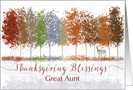 Great Aunt Thanksgiving Religious Blessings Trees and Lone Deer card
