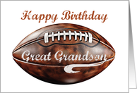 Great Grandson Birthday Grunge Large Football for Sports Fan card