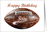 Son Birthday Grunge Large Football for Sports Fan card