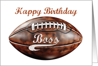 Boss Birthday Grunge Large Football for Sports Fan card