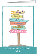 Customizable Good Luck as You Begin College with Direction Signs card