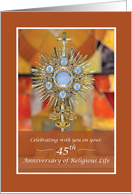 Nun 45th Anniversary of Religious Life Traditional Monstrance Host card