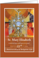 Custom Name Nun 25th Anniversary of Religious Life Monstrance Host card