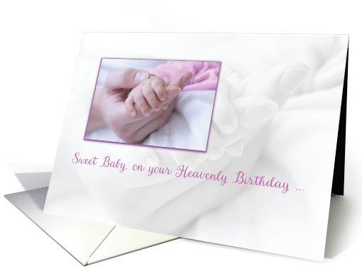 Girl Baby Heavenly Birthday Hand in Heart card (1885768)
