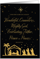 Christmas Religious Wonderful Counselor Gold Effect on Black card