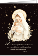 Christmas Madonna and Child Soft Cream on Black card