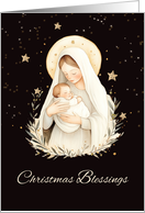 Christmas Blessings Madonna and Child Soft Cream on Black card