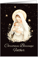 Priest Christmas Blessings Madonna and Child Soft Cream on Bl card