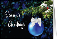 Business Season’s Greetings Christmas Blue Ornament on Bough card