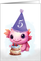 Fifth 5th Birthday Cute Pink Axolotl card