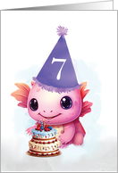 Seventh 7th Birthday Cute Pink Axolotl card