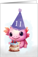 Eleventh 11th Birthday Cute Pink Axolotl card