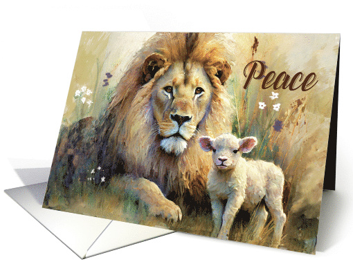 Christmas Lion Lies Down With the Lamb at Peace card (1890612)