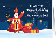 Birthday on St. Nicholas Day Custom Name Filled with Simple Joy card