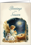 Christmas Angel at Manger Blessings of the Season card