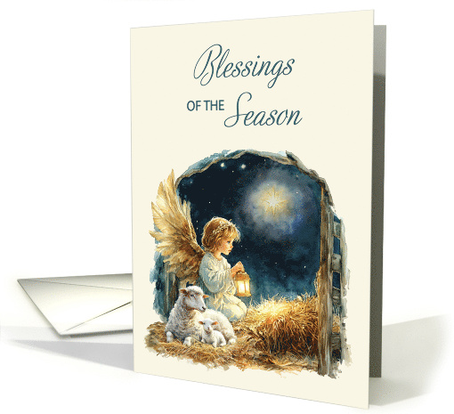 Christmas Angel at Manger Blessings of the Season card (1890728)
