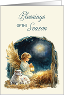 Christmas Angel at Manger Blessings of the Season card