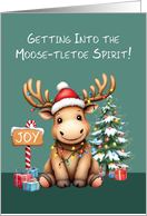 Adorable Funny Moose Christmas card