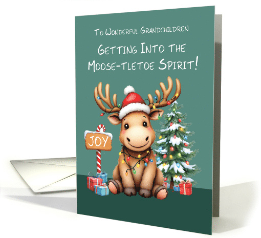 Grandchildren Adorable Funny Moose Christmas card (1891600)