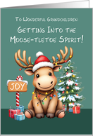 Grandchildren Adorable Funny Moose Christmas card
