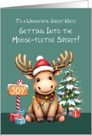 Great Niece Adorable Funny Moose Christmas card