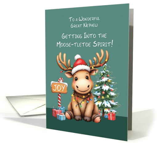 Great Nephew Adorable Funny Moose Christmas card (1891624)