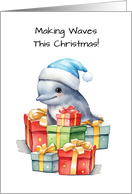 Dophin in Santa Hat Christmas Gifts of Fun card