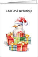 Seagull in Santa Hat Christmas Gifts of Fun card
