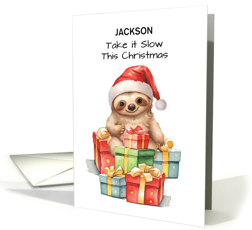 Sloth Custom Name in Santa Hat Christmas Gifts of Fun card (1892316)