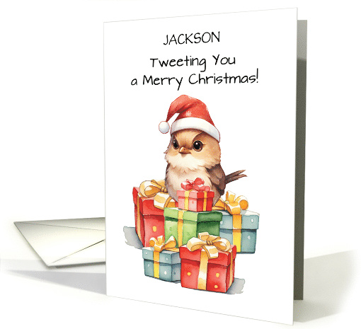 Wren Custom Name in Santa Hat Christmas Gifts of Fun card (1892402)