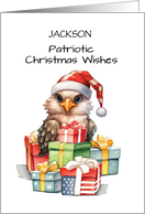 Eagle Custom Name in Santa Hat Patriotic Christmas Gifts card