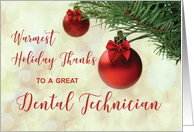 Thanks to Dental Technician Christmas Tree Ornament card