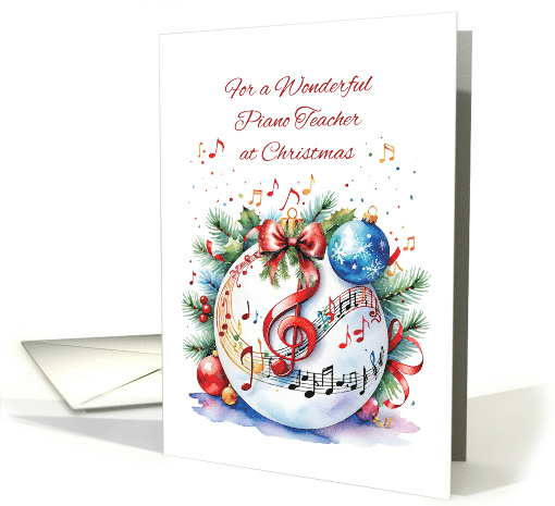 Piano Teacher Christmas Ornament with Music Notes card (1892838)