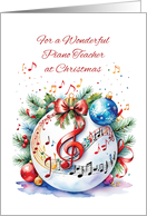 Piano Teacher Christmas Ornament with Music Notes card