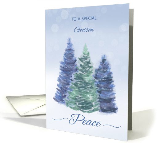 Godson Holiday Peace with Evergreen Trees card (1892920)
