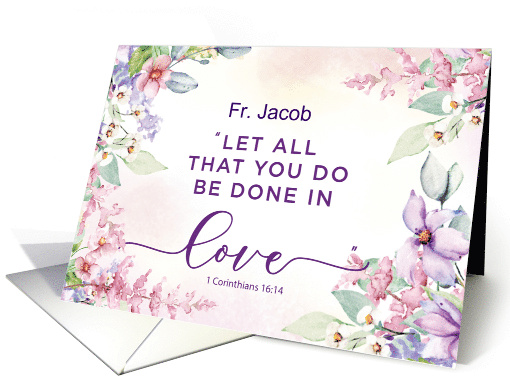Priest Custom Name Religious Valentines Day Love Scripture card