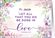 Priest Custom Name Religious Valentines Day Love Scripture card