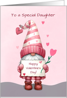 Daughter Valentines Day Gnome with Hearts card