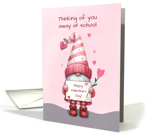 Away at College Pink Valentine's Day Gnome card (1895712)